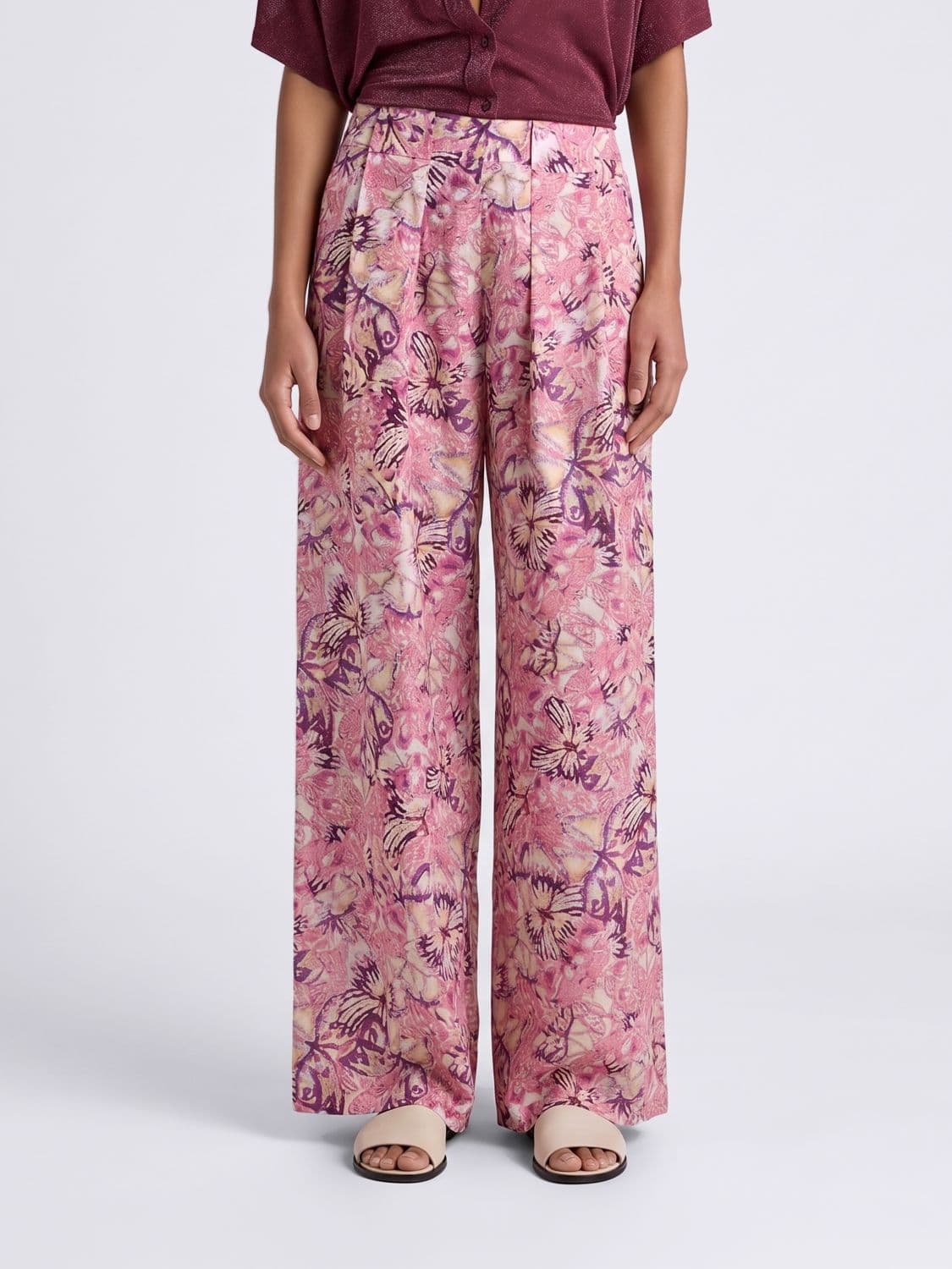Momonì Palazzo Trousers in Printed Silk