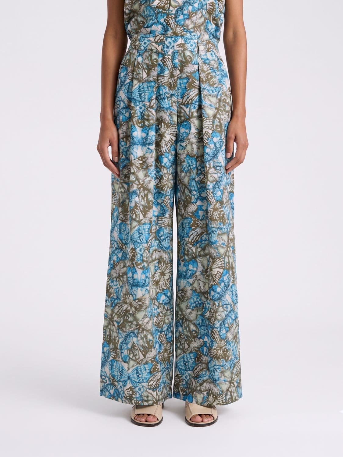 Momonì Palazzo Trousers in Printed Silk