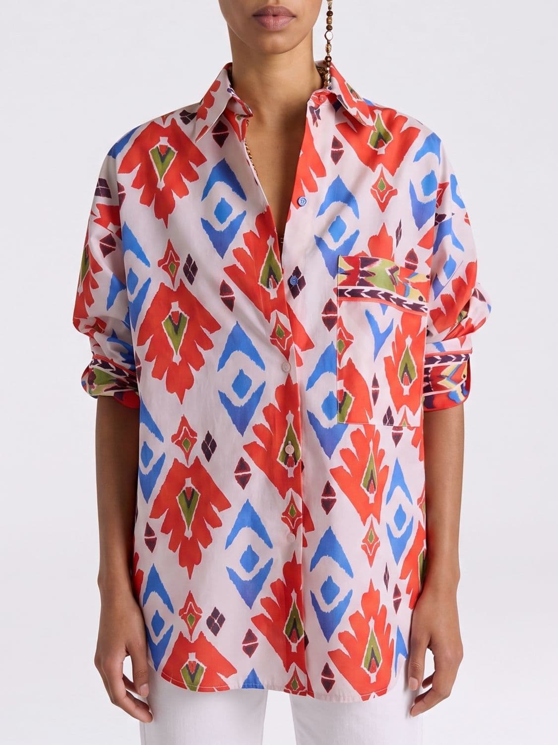 Momonì Cotton Shirt with Ethnic Print