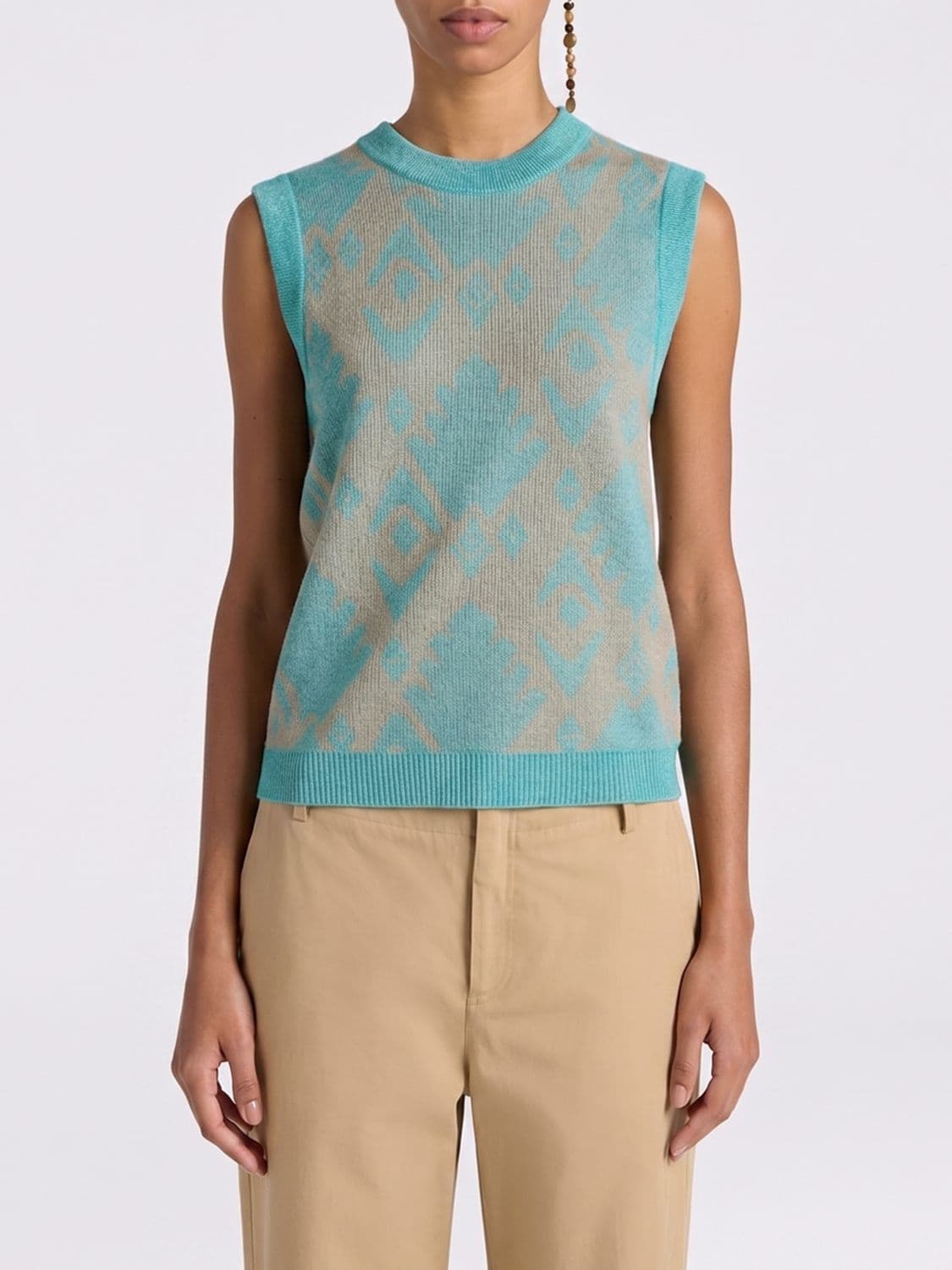 Momonì Crew Neck Sweater in Jacquard Viscose Blend · L