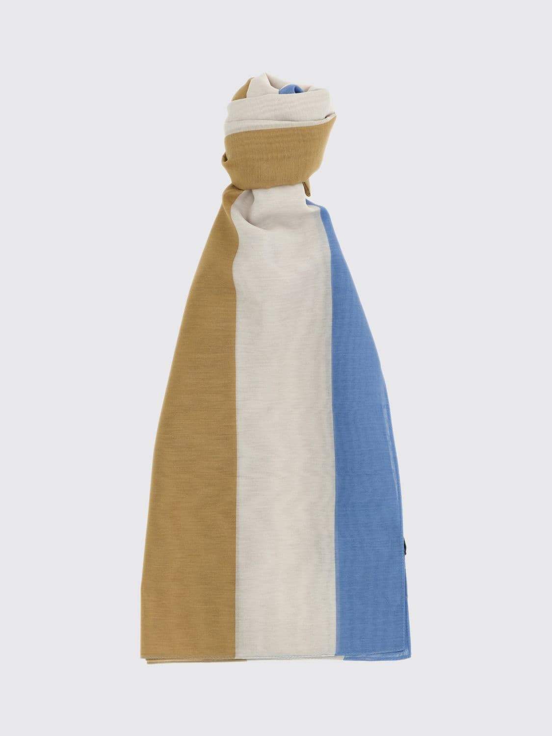 Saint Laurent Striped Cotton Blend Scarf with YSL Monogram · OS