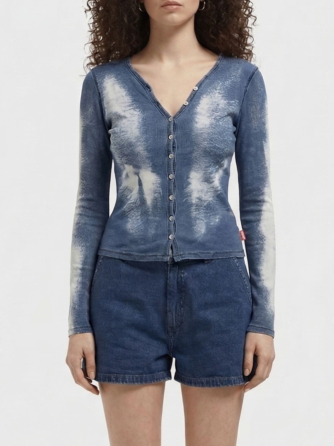 Diesel Bleached Denim Effect Cotton Cardigan