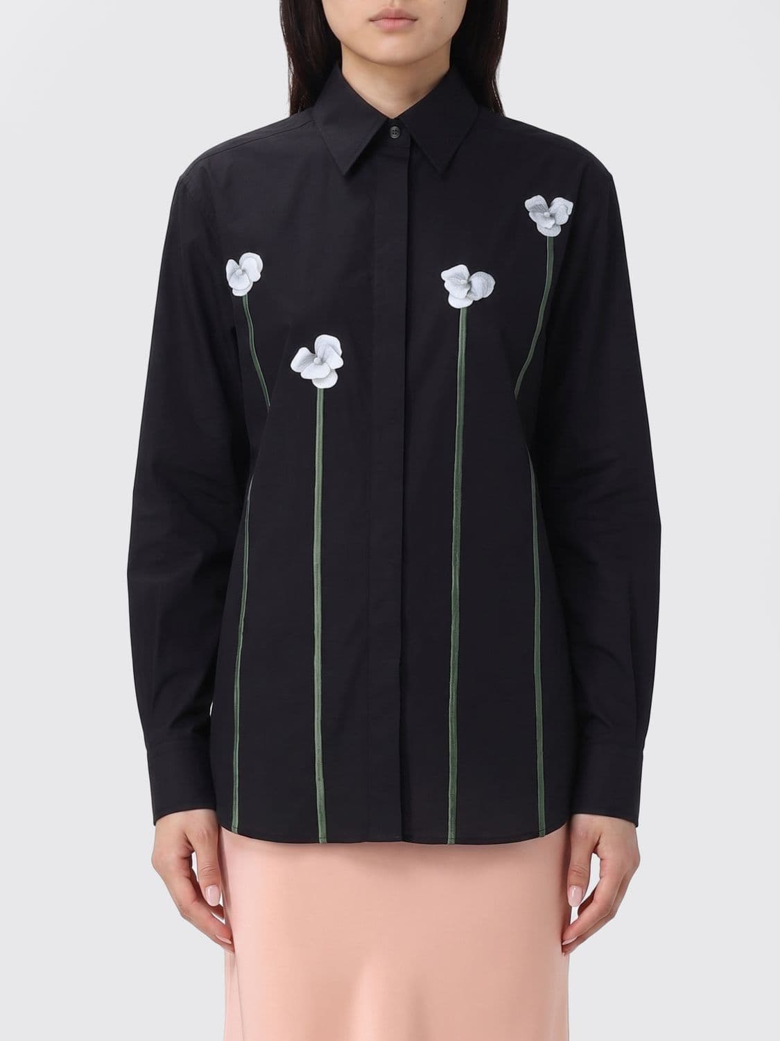 Moschino Stretch Cotton Shirt with Floral Print · 38