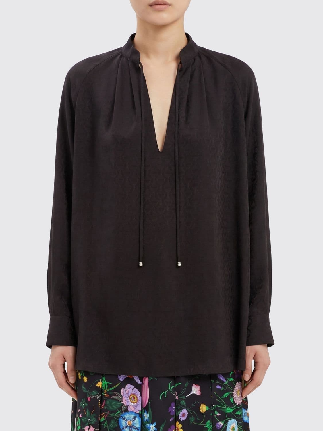 Gucci Silk Blouse with Horsebit Print