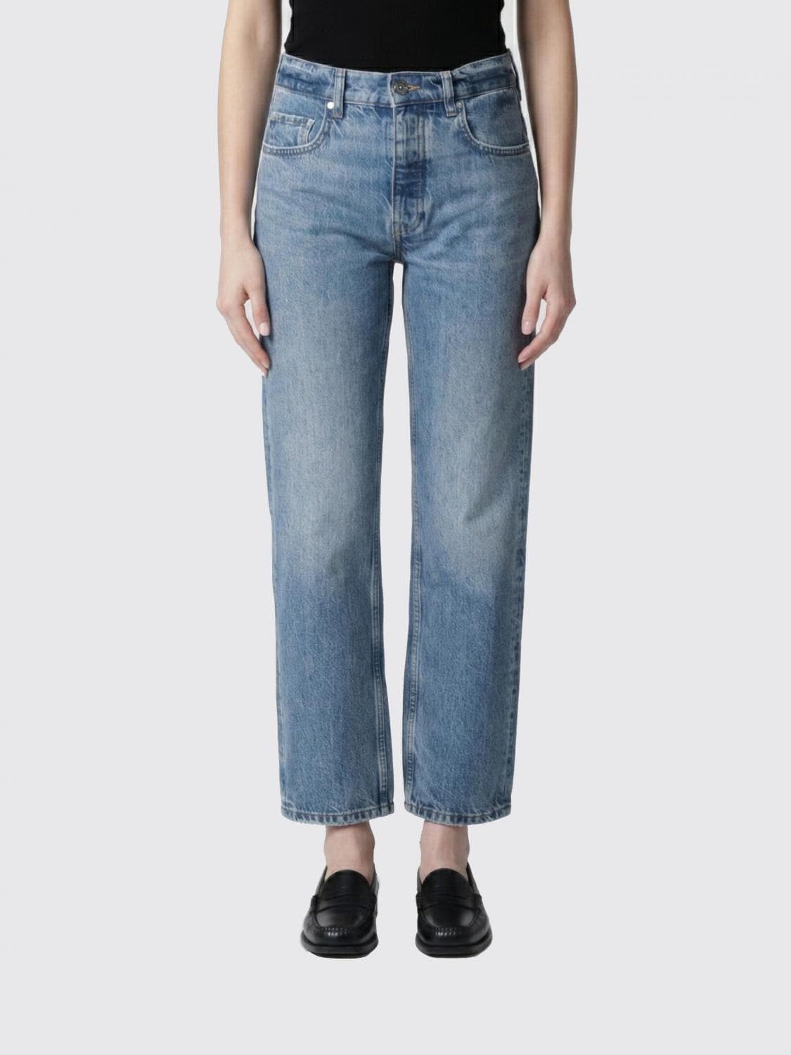 Anine Bing Cotton Denim Straight Jeans