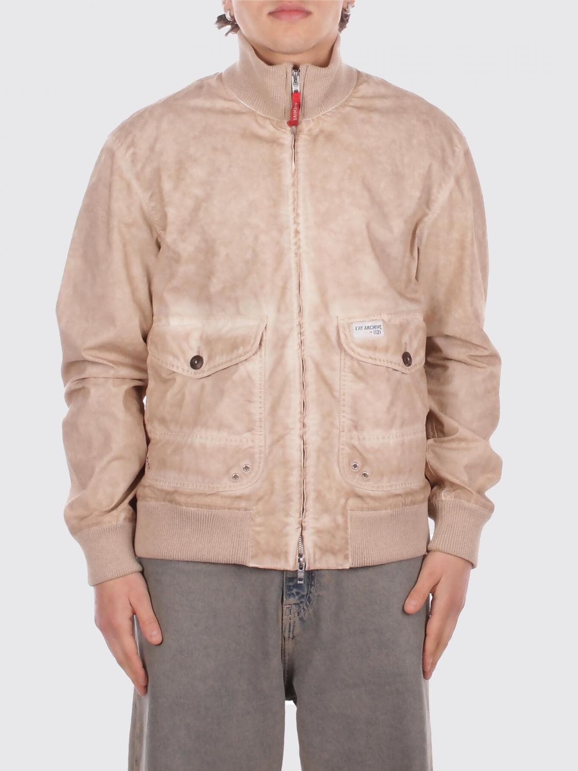 Fay Bomber in Cotton and Nylon Canvas