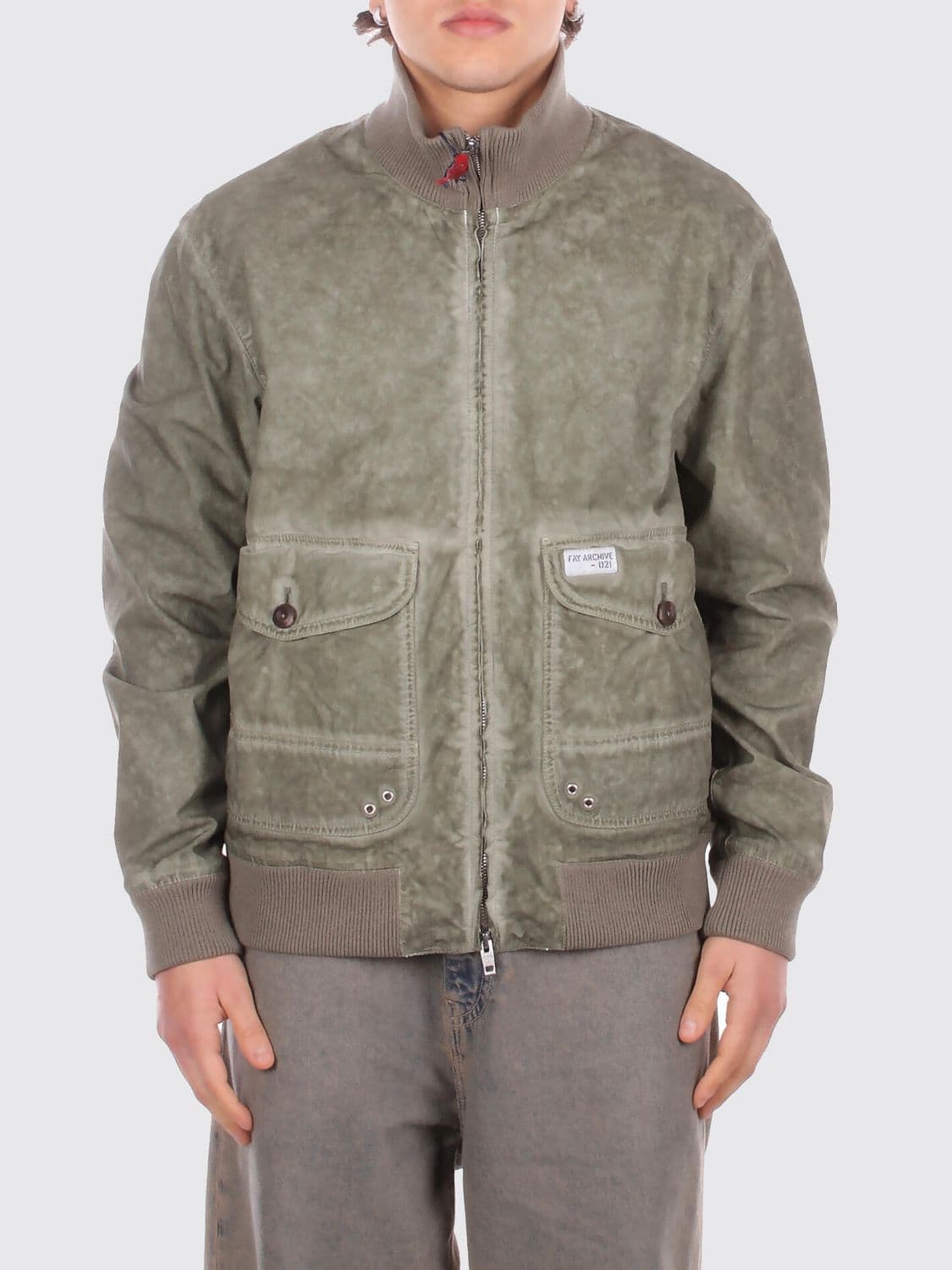Fay Bomber in Cotton and Nylon Canvas