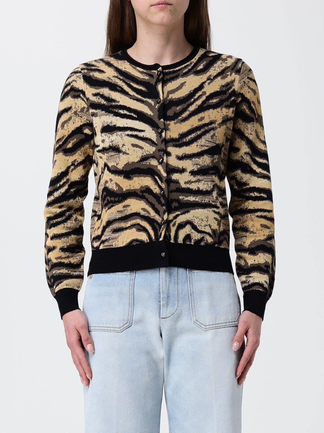 Kenzo Animal Print Cotton and Wool Blend Cardigan