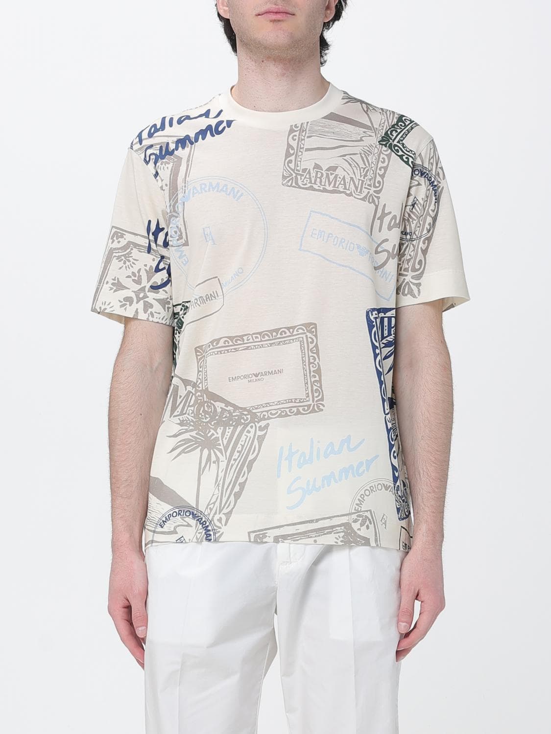 Emporio Armani Printed Cotton Blend T-Shirt