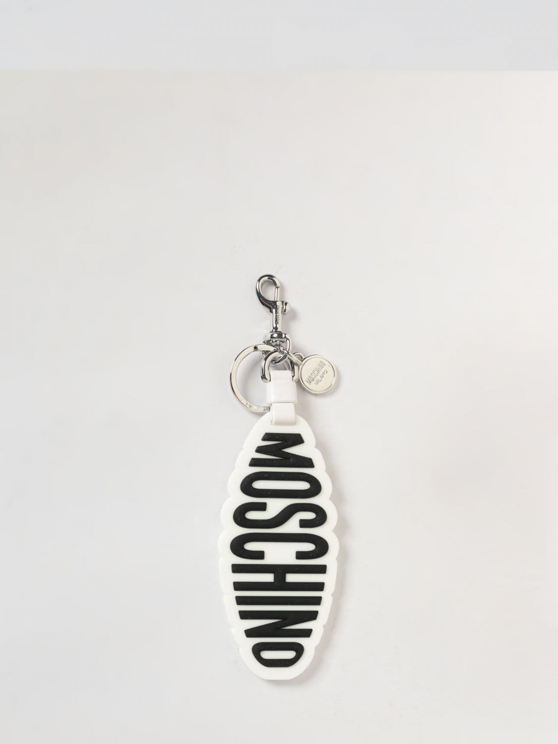 Moschino Couture Brass and Rubber Keychain with Logo