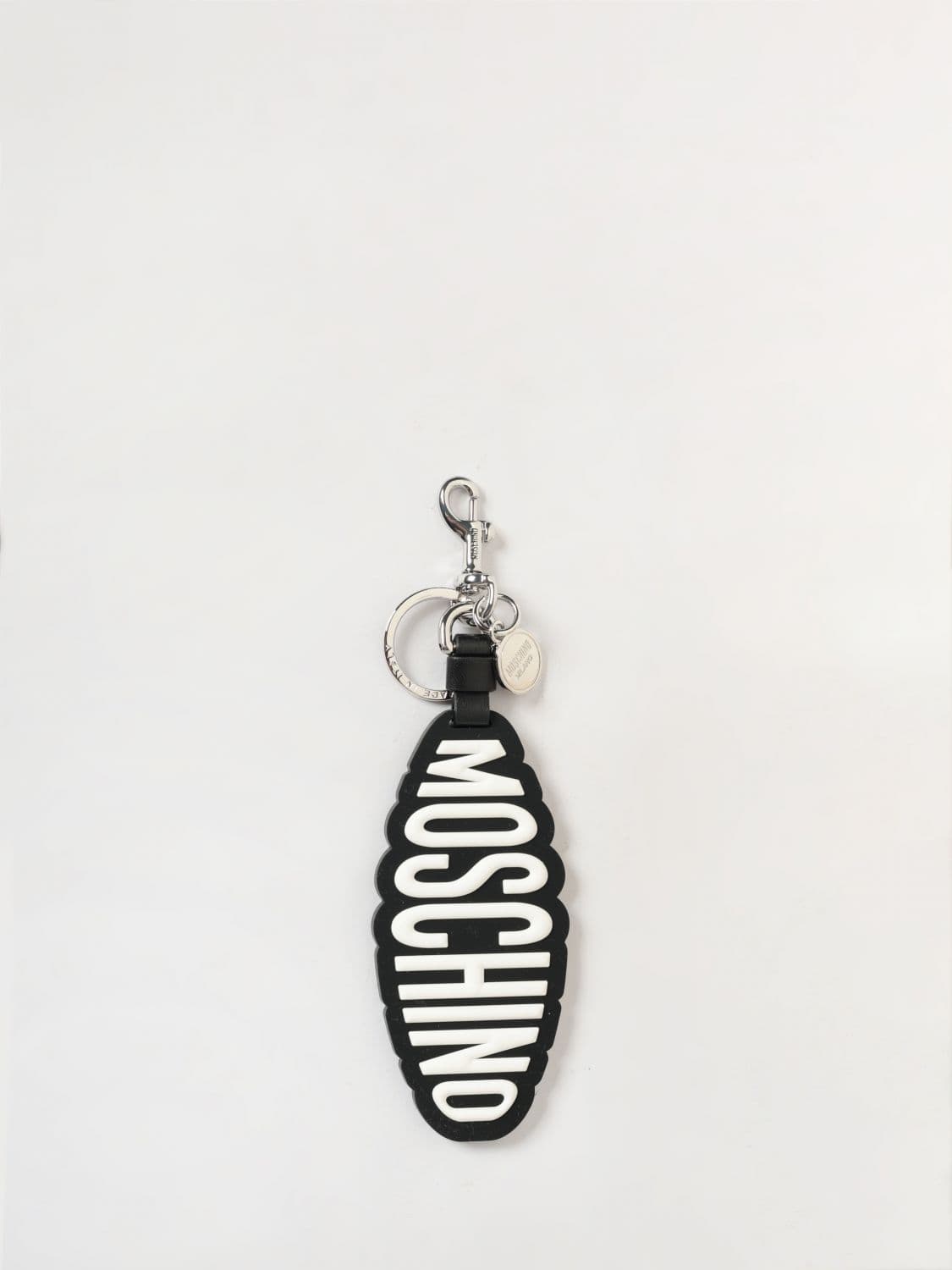 Moschino Couture Brass and Rubber Keychain with Logo · OS