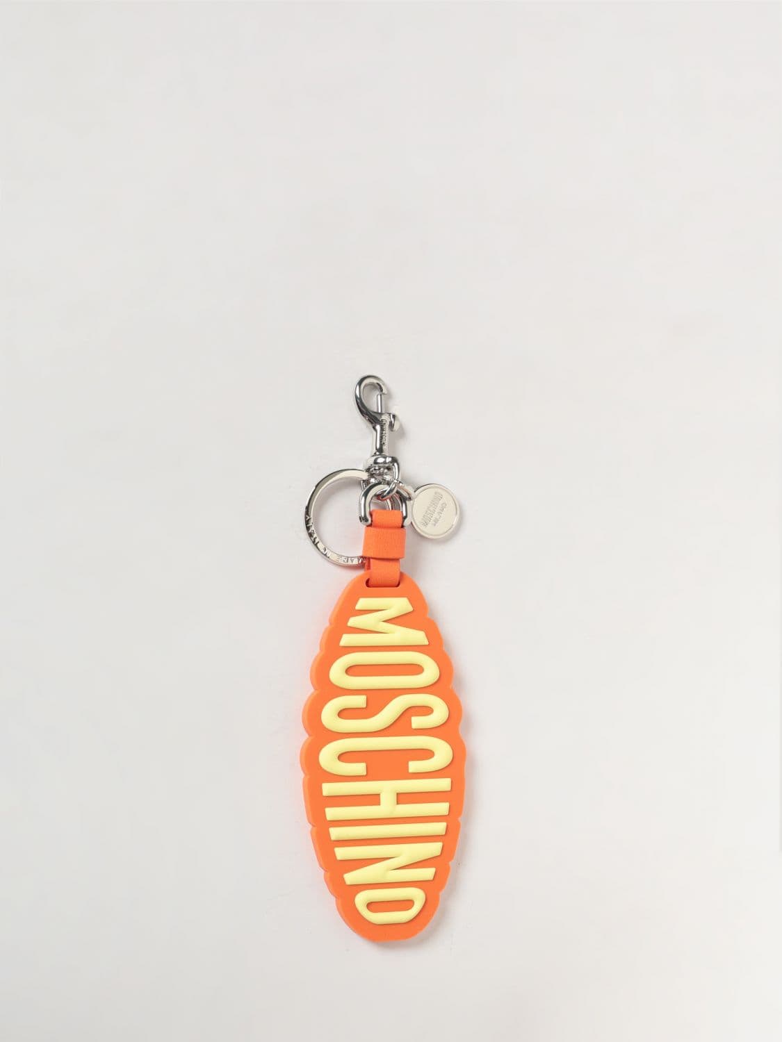 Moschino Couture Brass and Rubber Keychain with Logo