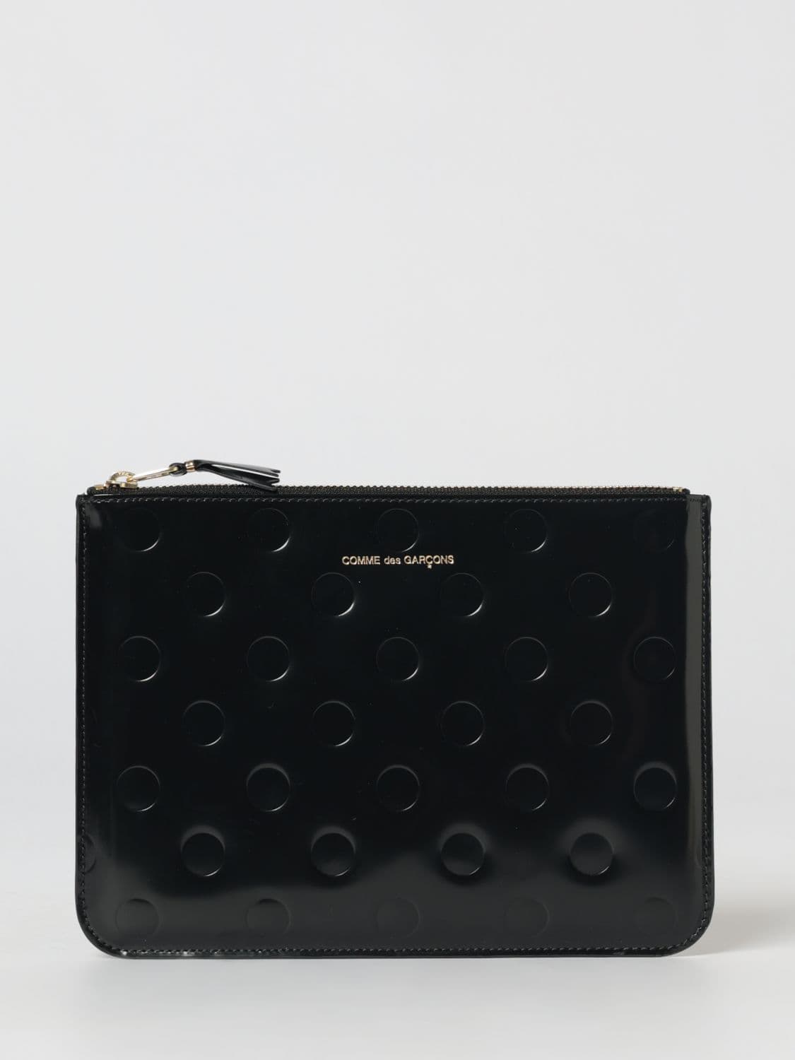 Comme Des Garçons Wallet Brushed Leather Pouch with Embossed Polka Dots · OS