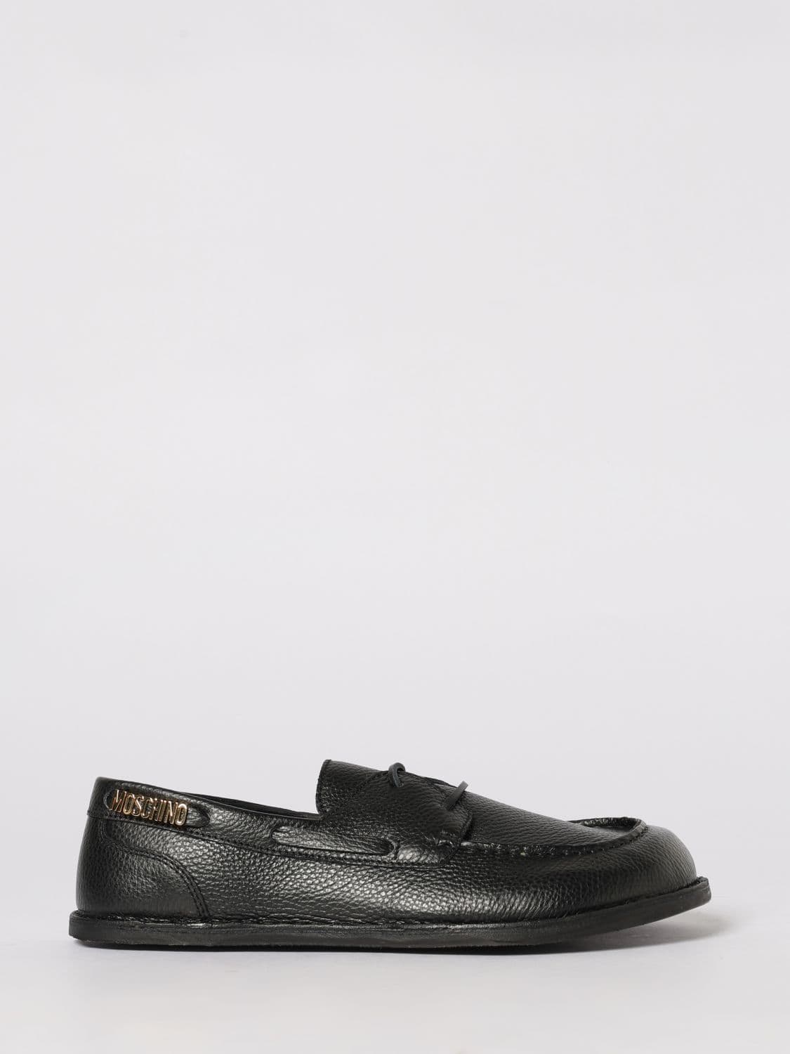 Moschino Couture Grain Leather Boat Loafers