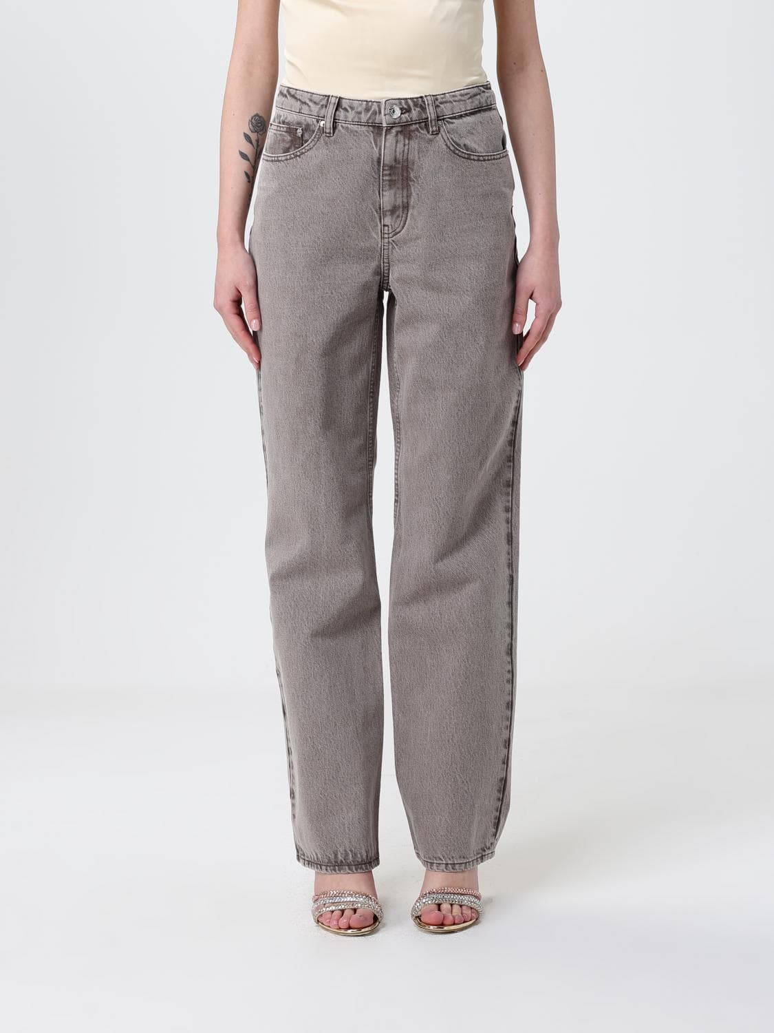 Rotate Cotton Denim Straight Jeans