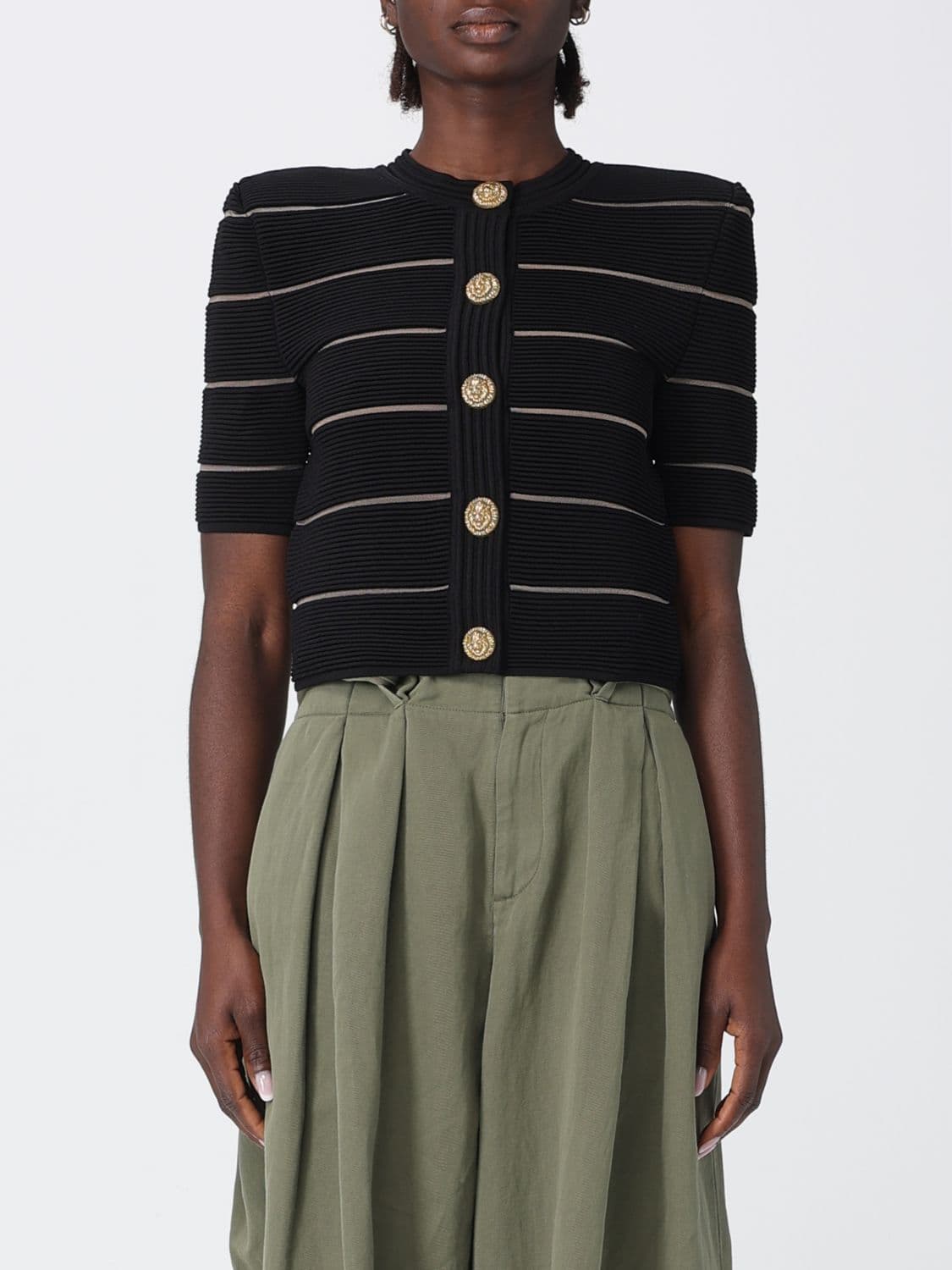 Balmain Striped Viscose Blend Cardigan · 40