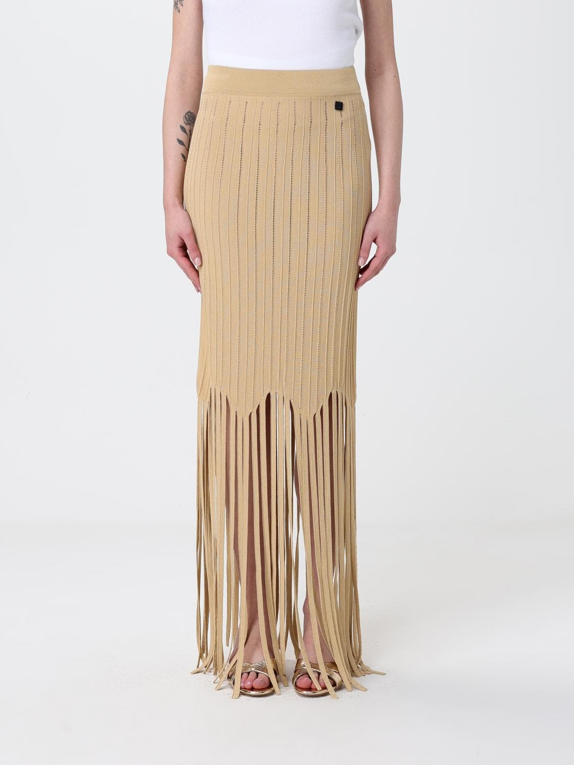 Balmain Fringed Viscose Knit Skirt · 36