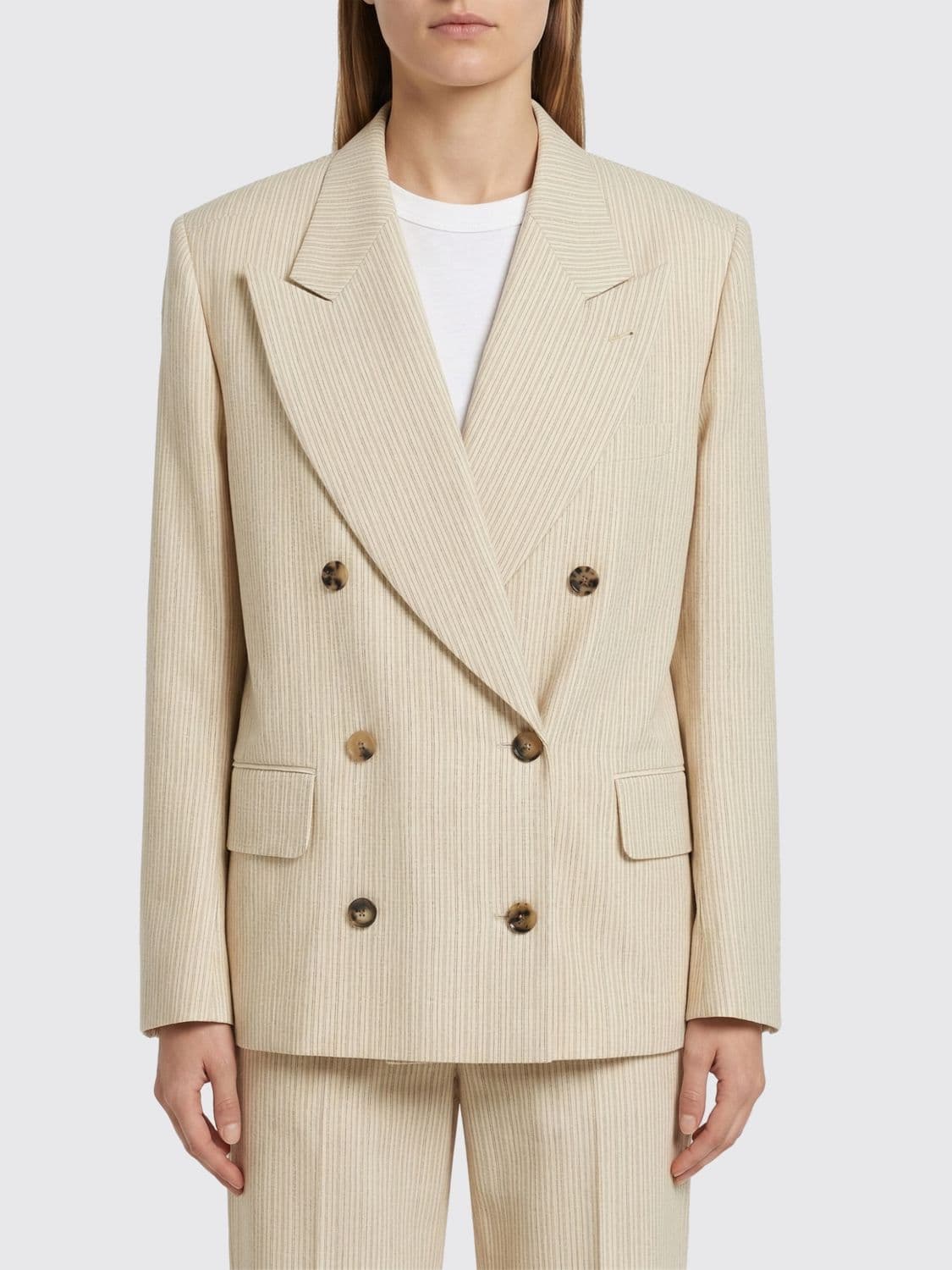 Dries Van Noten Double-Breasted Cotton Blend Blazer
