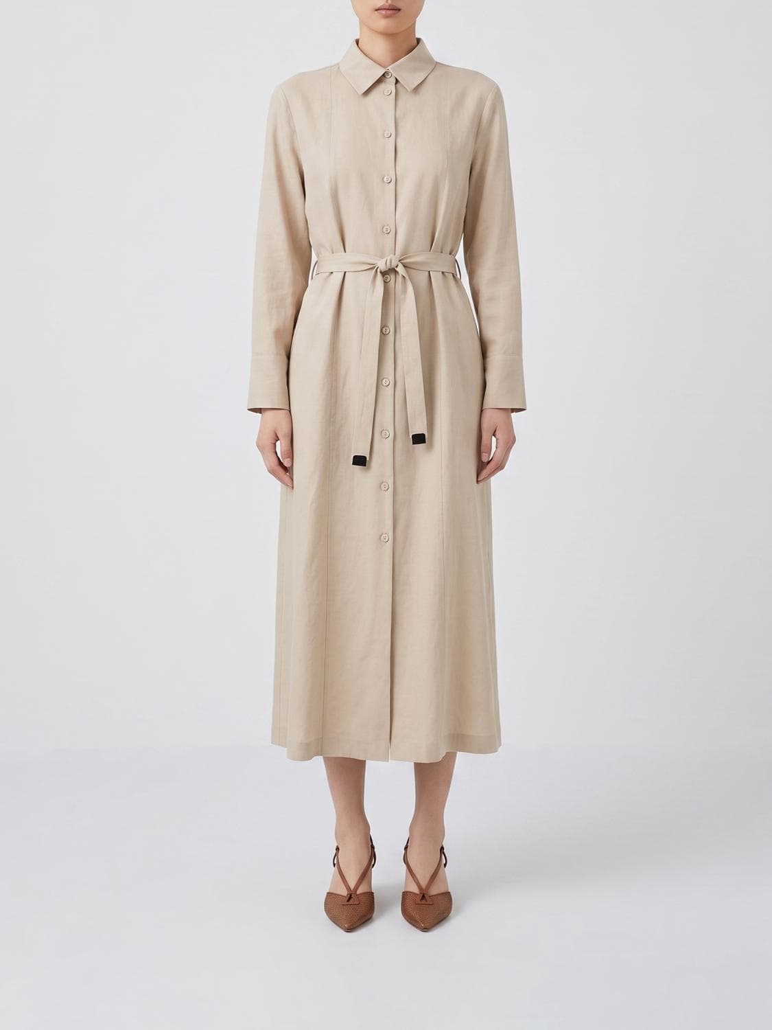 Max Mara Nordica Chemisier Dress in Linen Blend