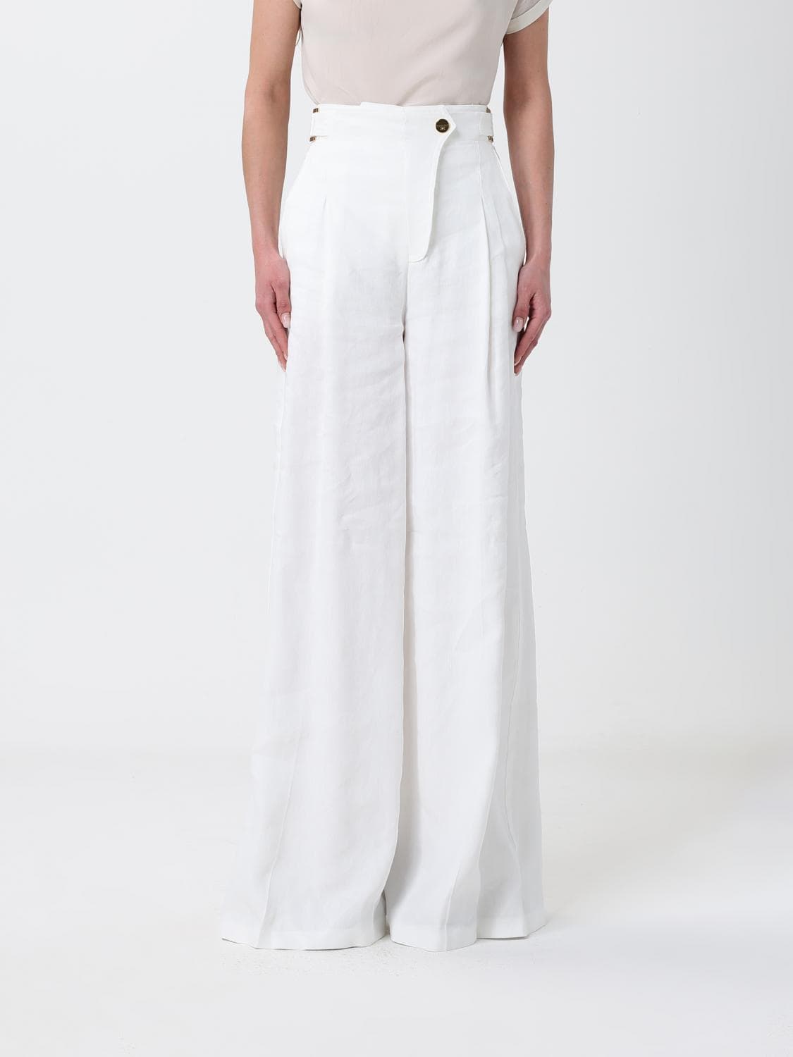 Elisabetta Franchi Palazzo Trousers in Linen Blend