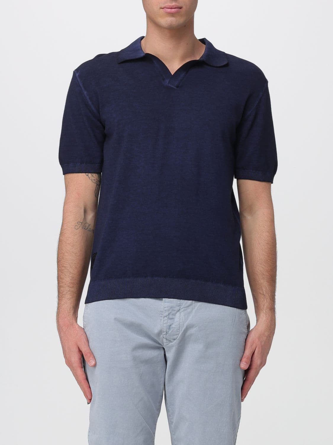 Blauer Knitted Cotton Polo Shirt