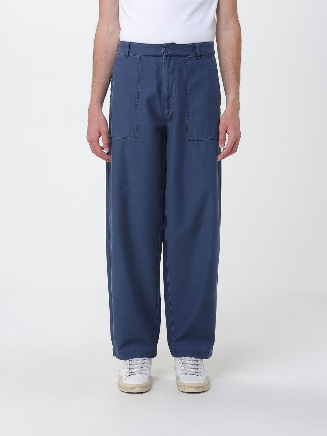 Blauer Wide-Leg Cotton Trousers