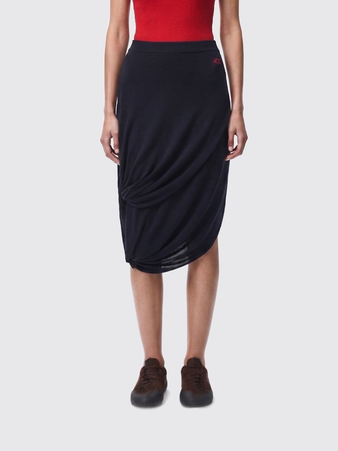 Loewe Draped Asymmetric Wool Skirt · XS