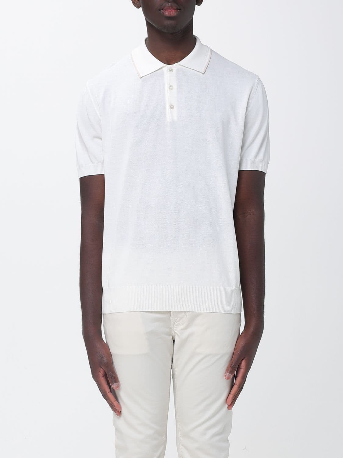 Canali Cotton Knit Polo Shirt