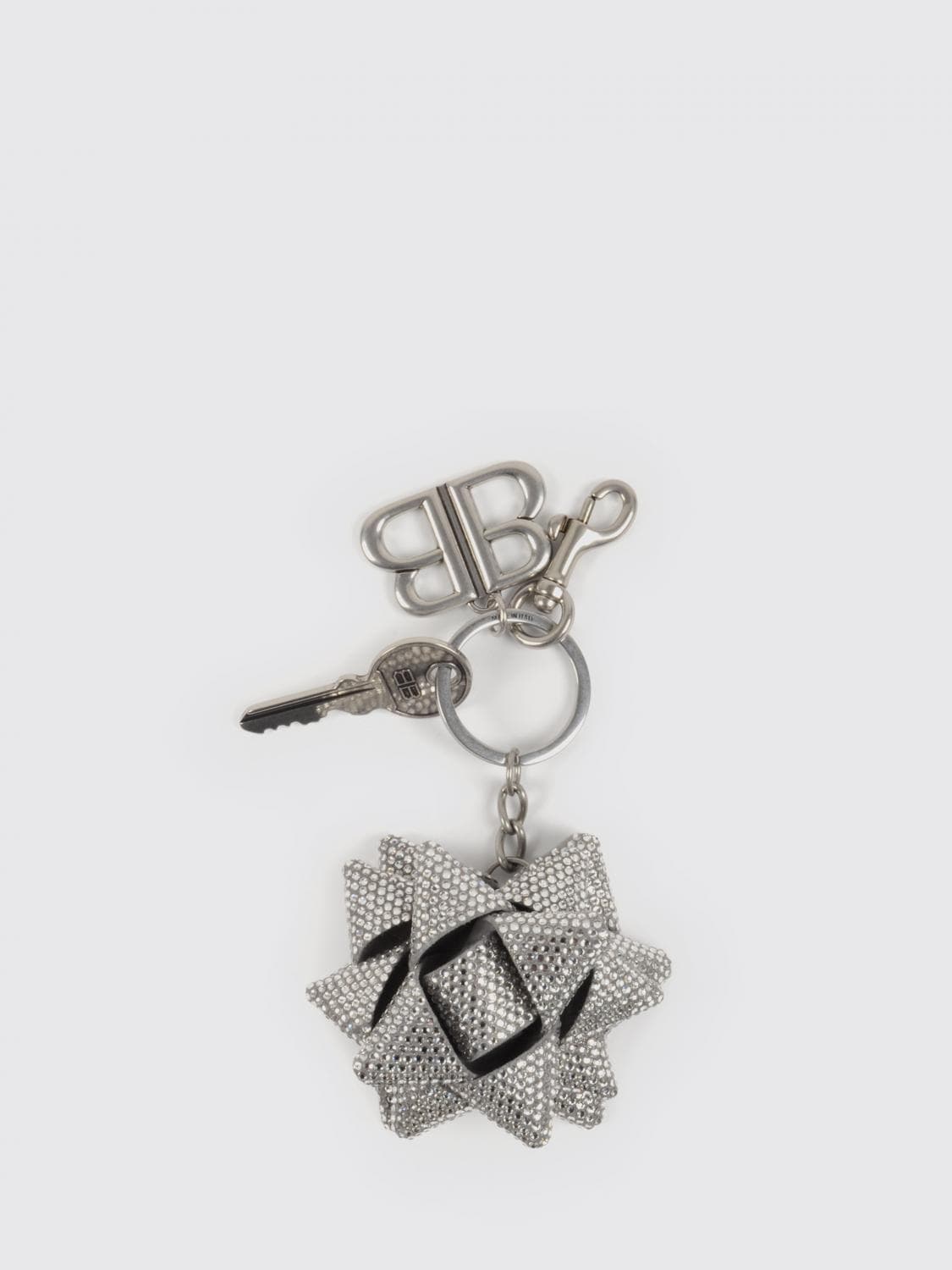 Balenciaga Gifting Bow Brass Keychain with Rhinestones
