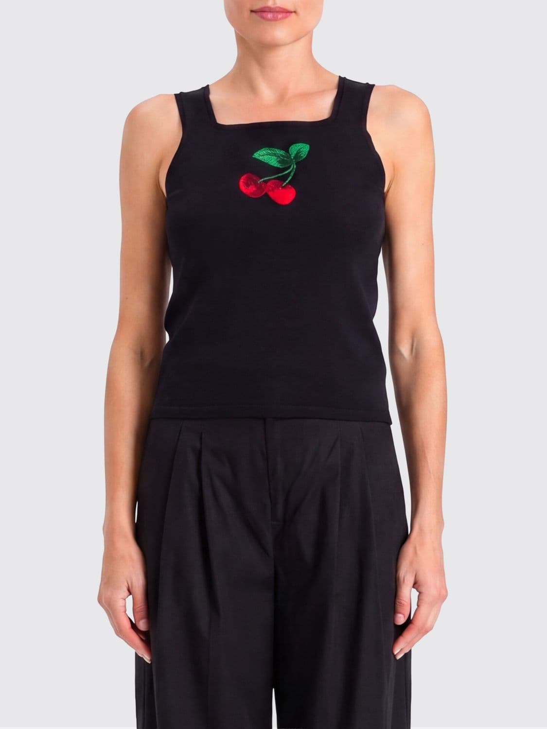 Twinset Cotton Blend Knit Top With Cherries