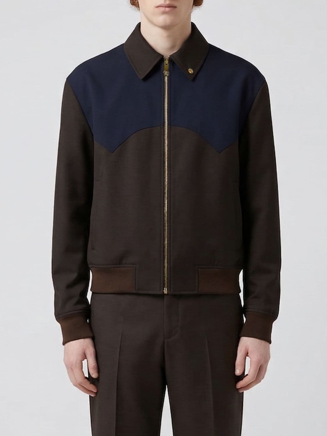 Versace Bicolor Wool Blend Bomber Jacket