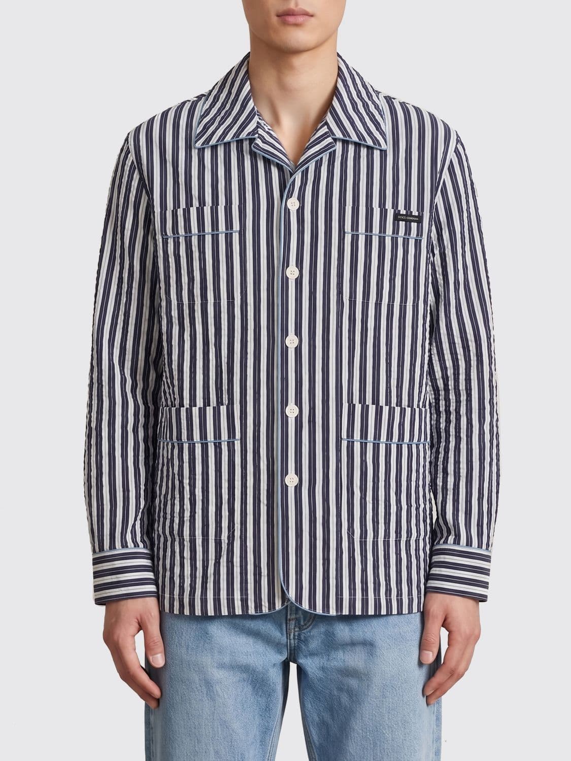 Dolce & Gabbana Striped Viscose and Silk Blend Shirt