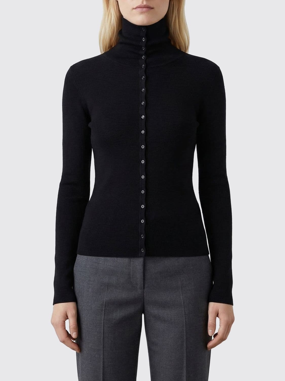 Toteme Viscose Blend Turtleneck Cardigan