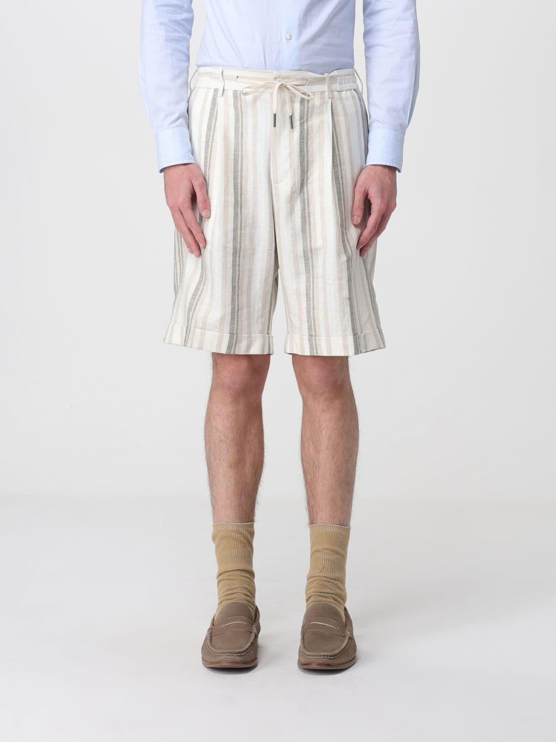 Tagliatore Classic Striped Linen Blend Shorts