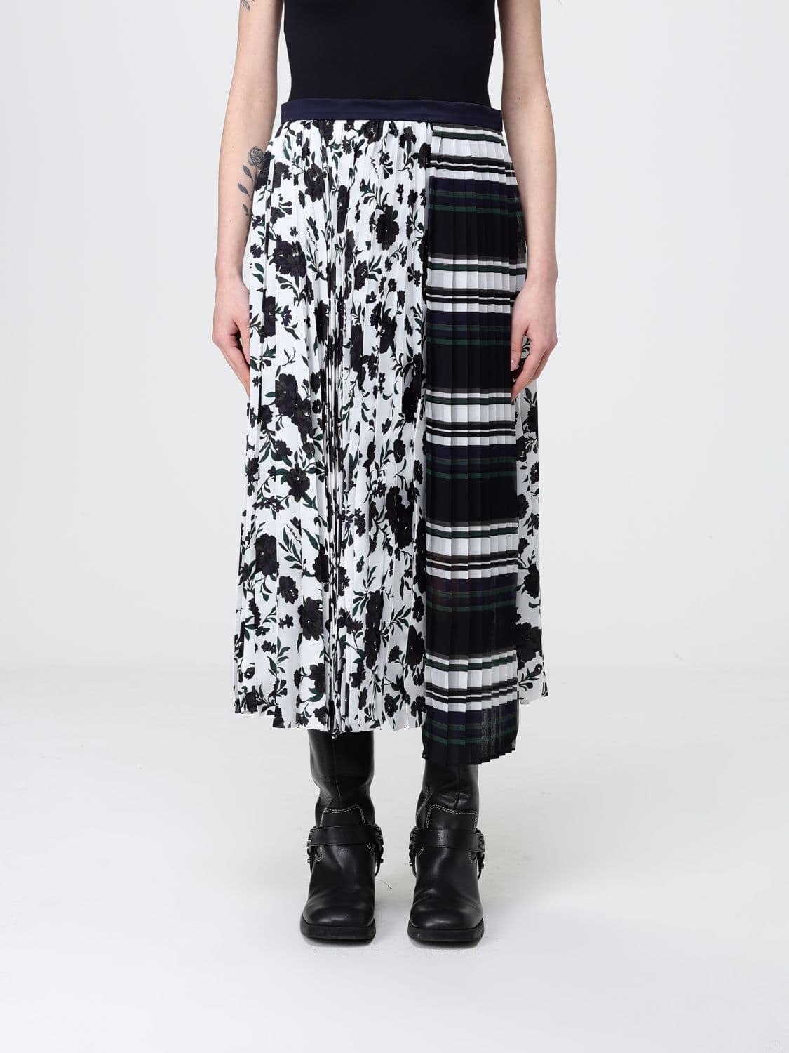 Sacai Crêpe Patchwork Skirt