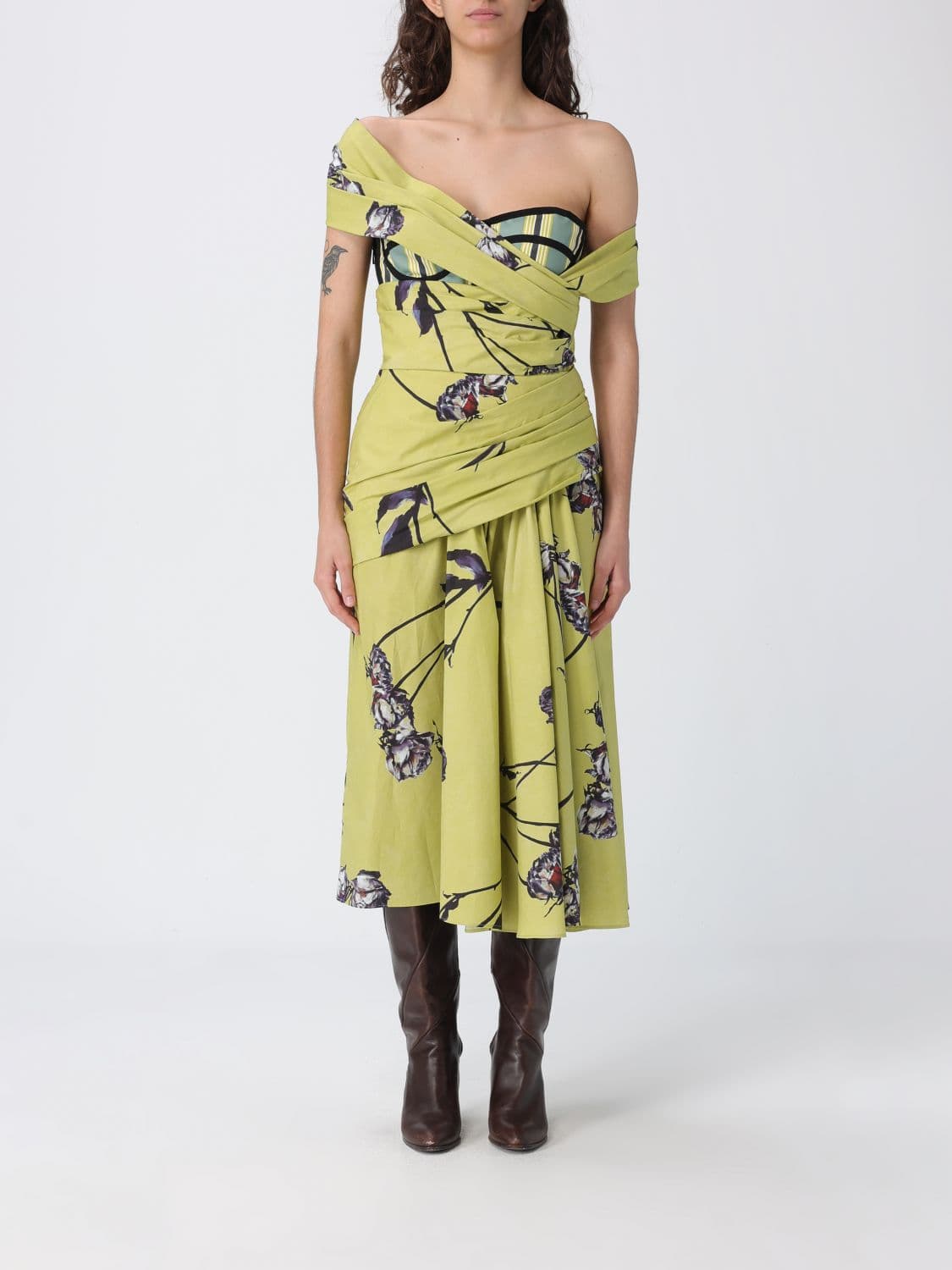 Antonio Marras Printed Cotton Blend Asymmetric Dress · 42