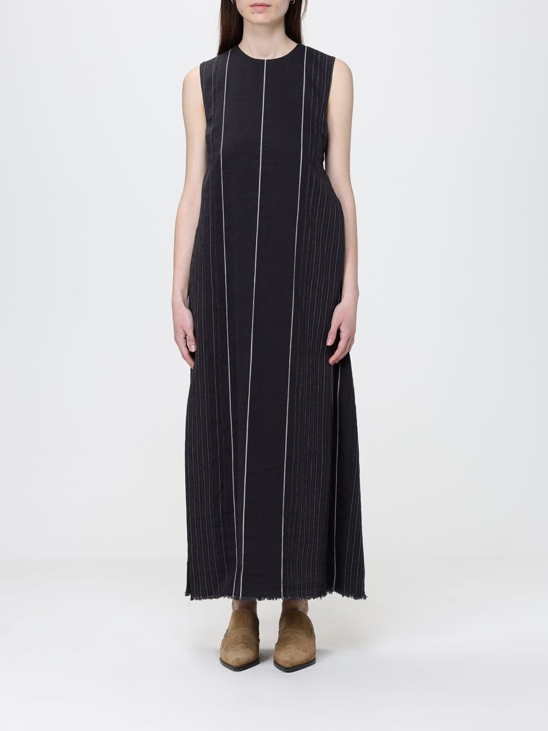 Ter Et Bantine Striped Cotton and Linen Midi Dress