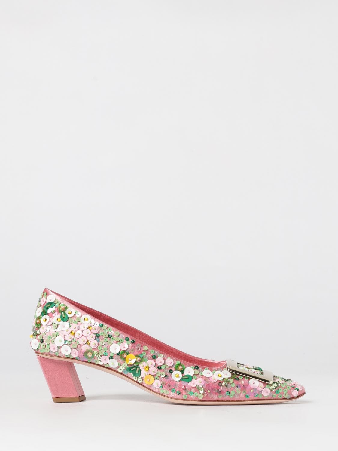 Roger Vivier Belle Vivier Satin Pumps with Embroidered Sequins