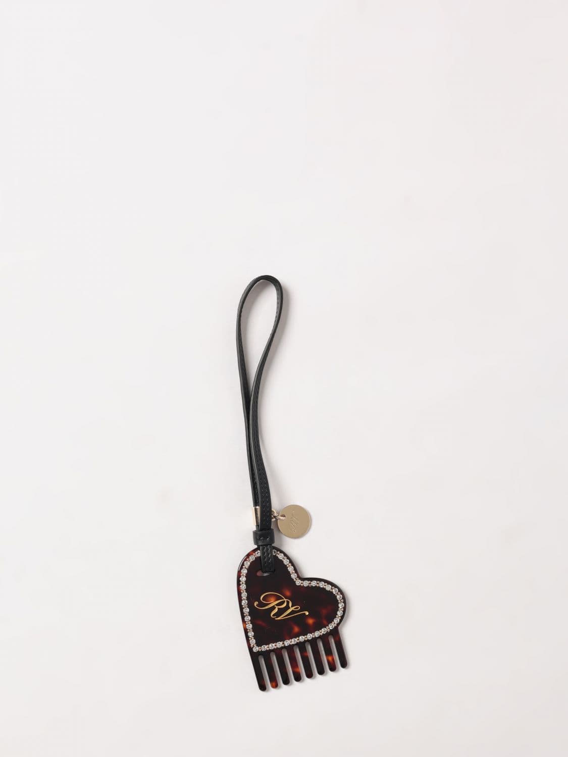 Roger Vivier Leather and Resin Keychain with Rhinestones