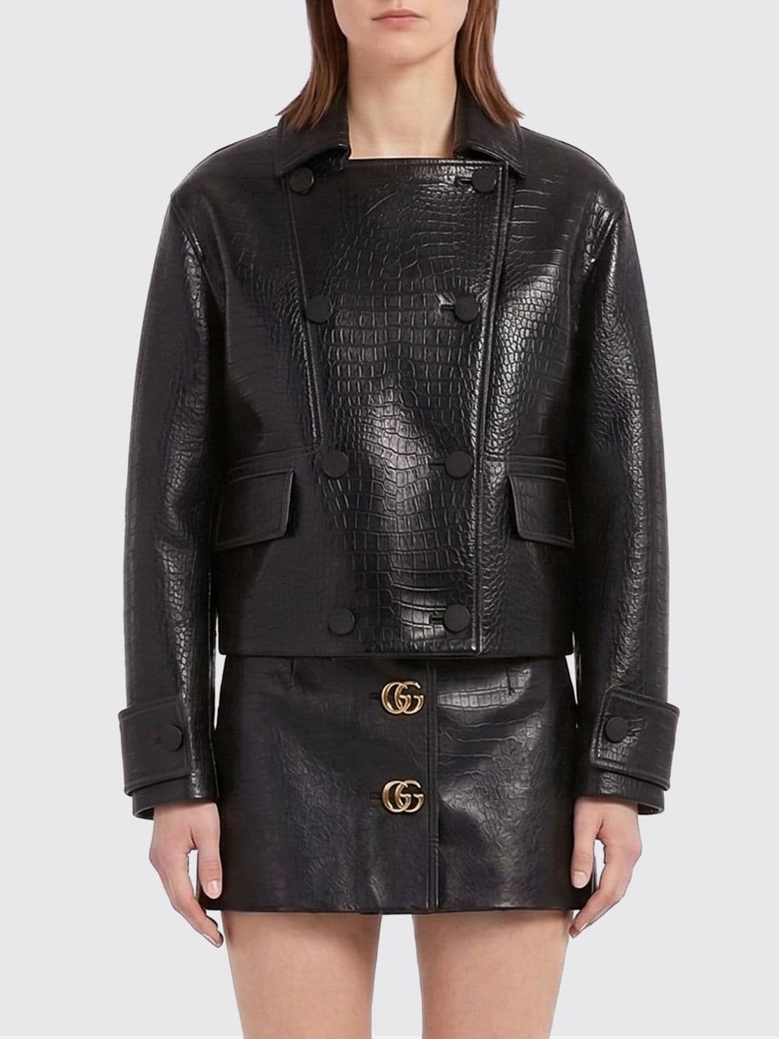 Gucci Croc Print Leather Jacket