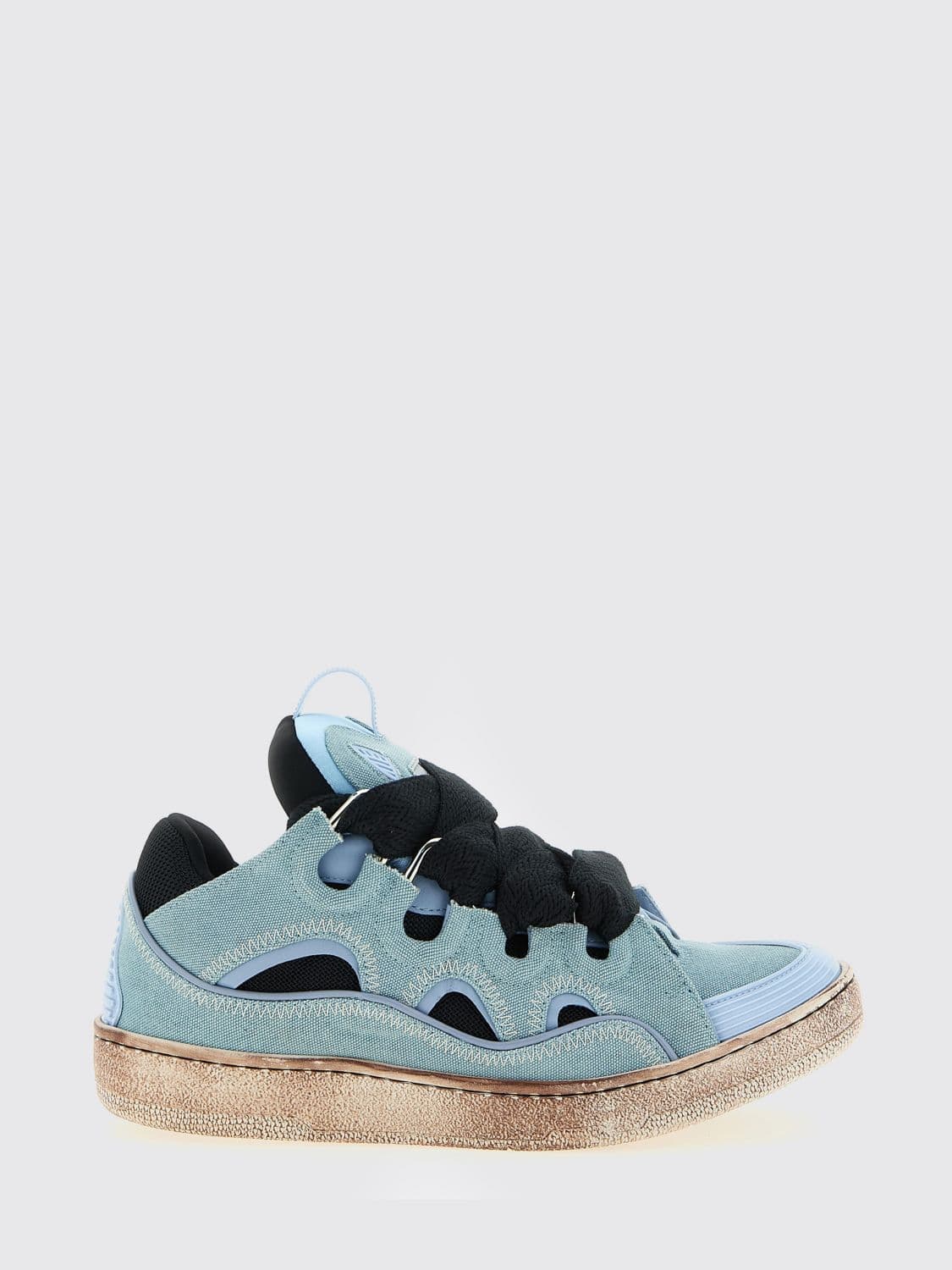Lanvin Curb Cotton Canvas and Mesh Sneakers