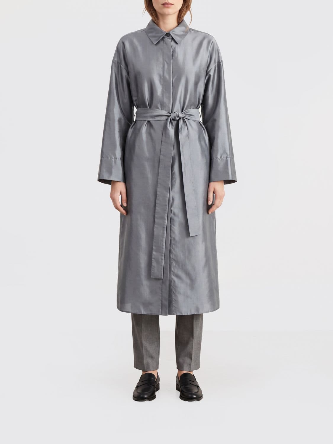 's Max Mara Silk Blend Satin Chemisier Dress