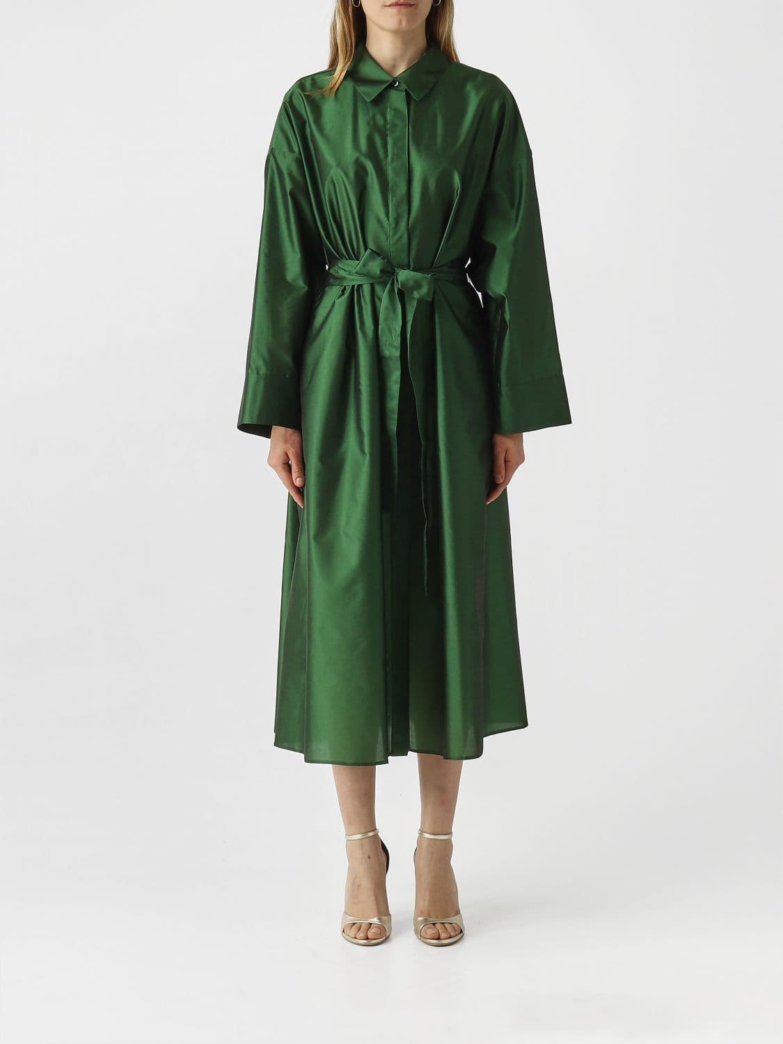 's Max Mara Silk Blend Satin Chemisier Dress · 44