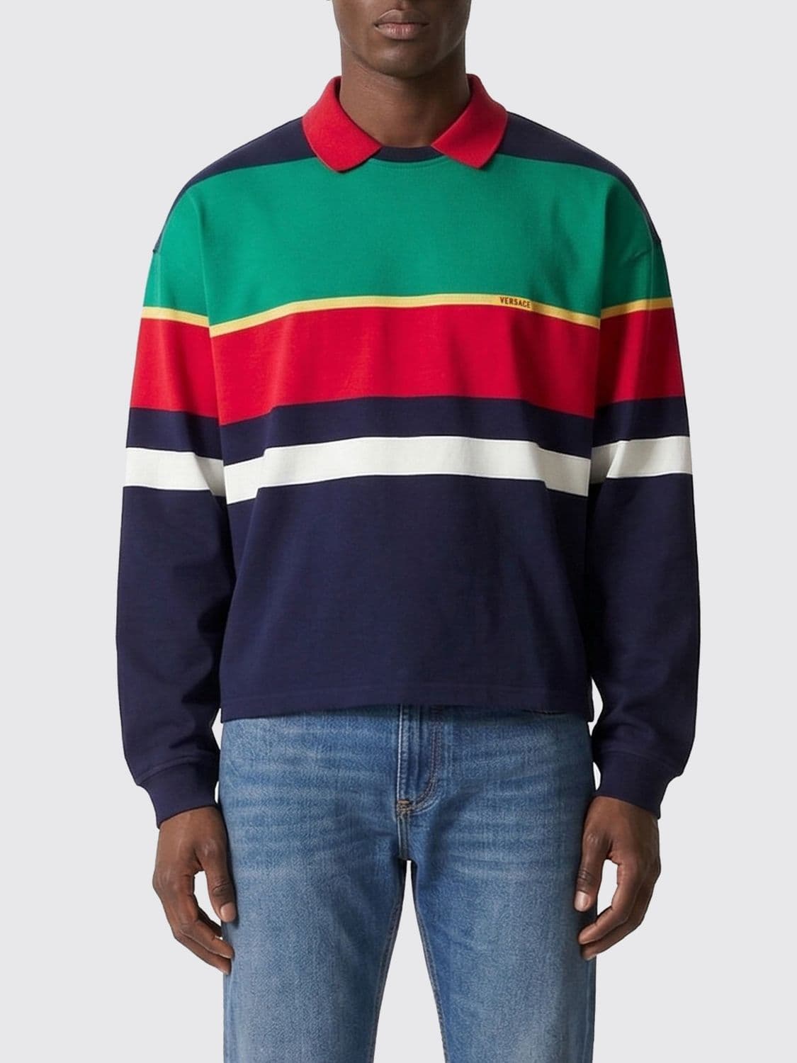 Versace Striped Cotton Polo Shirt