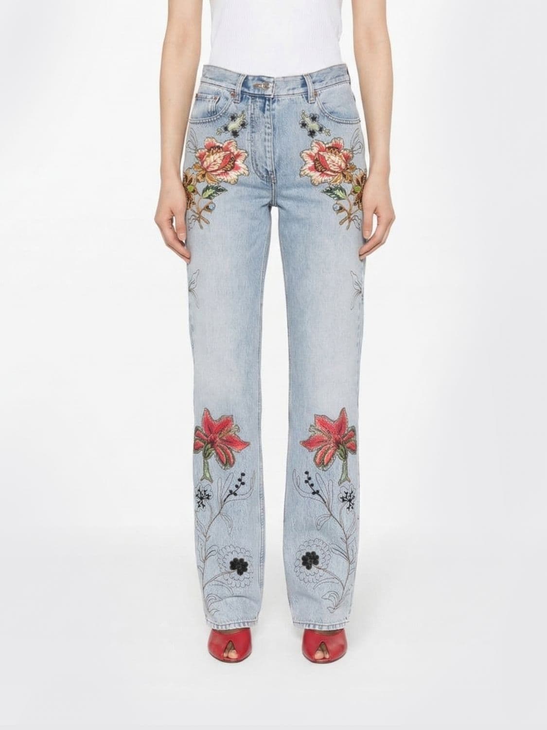 Valentino Straight Jeans in Embroidered Cotton Denim · 26