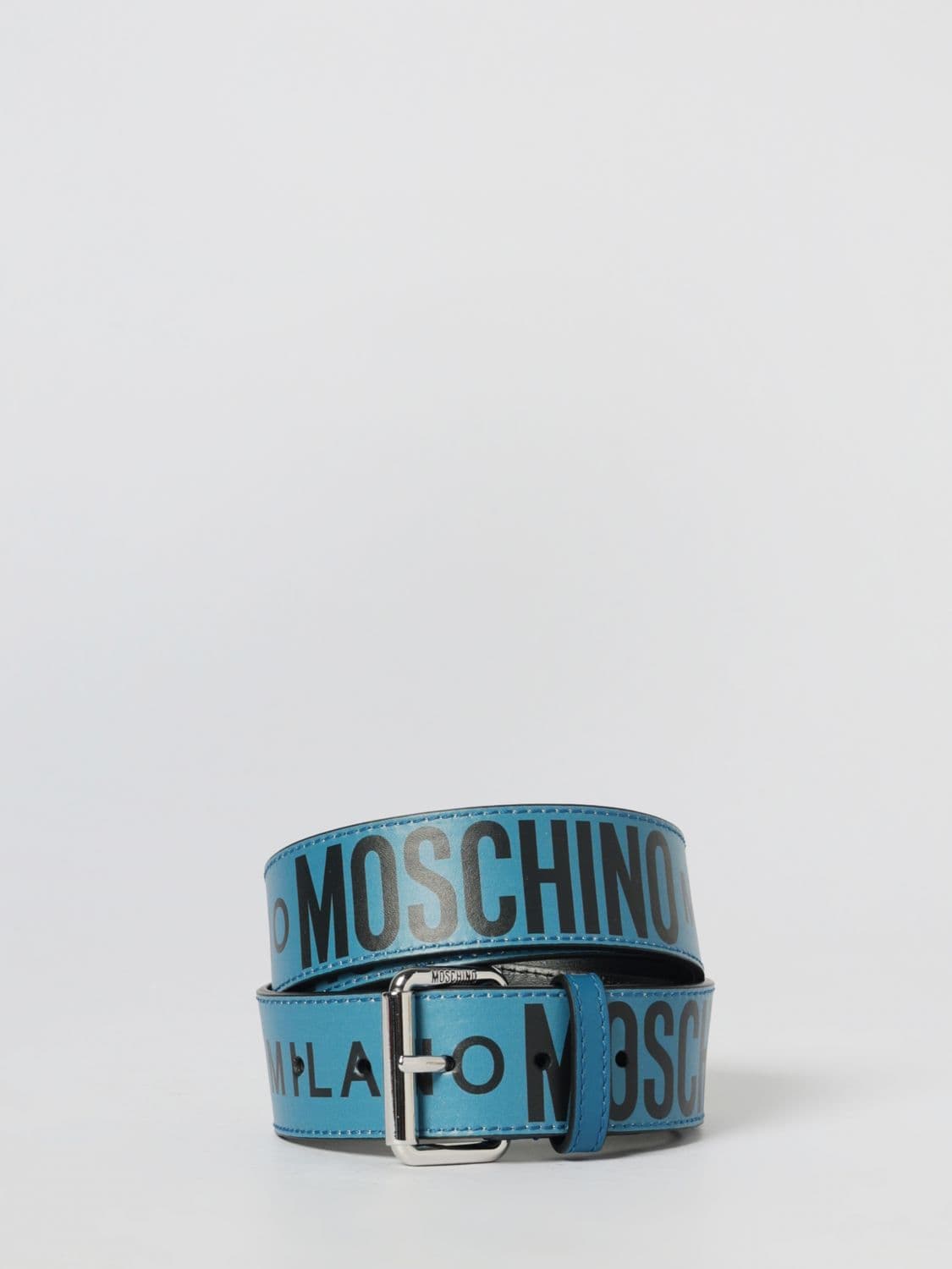 Moschino Couture Leather Belt with Printed Logo