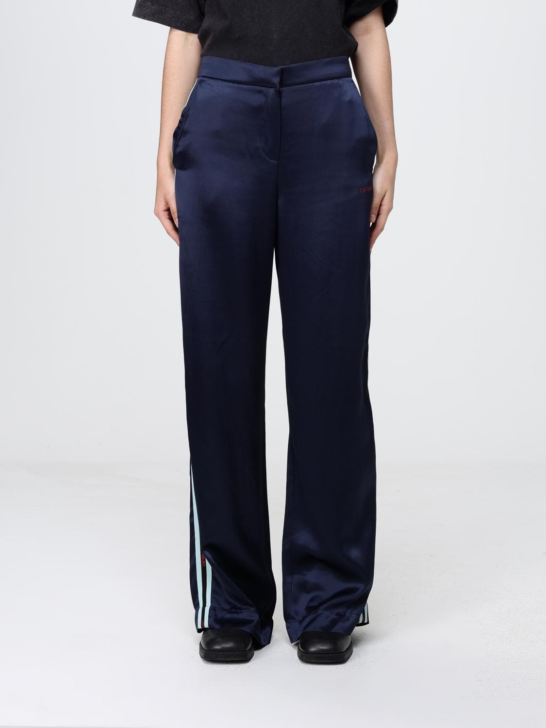 Off-White Satin Straight Trousers
