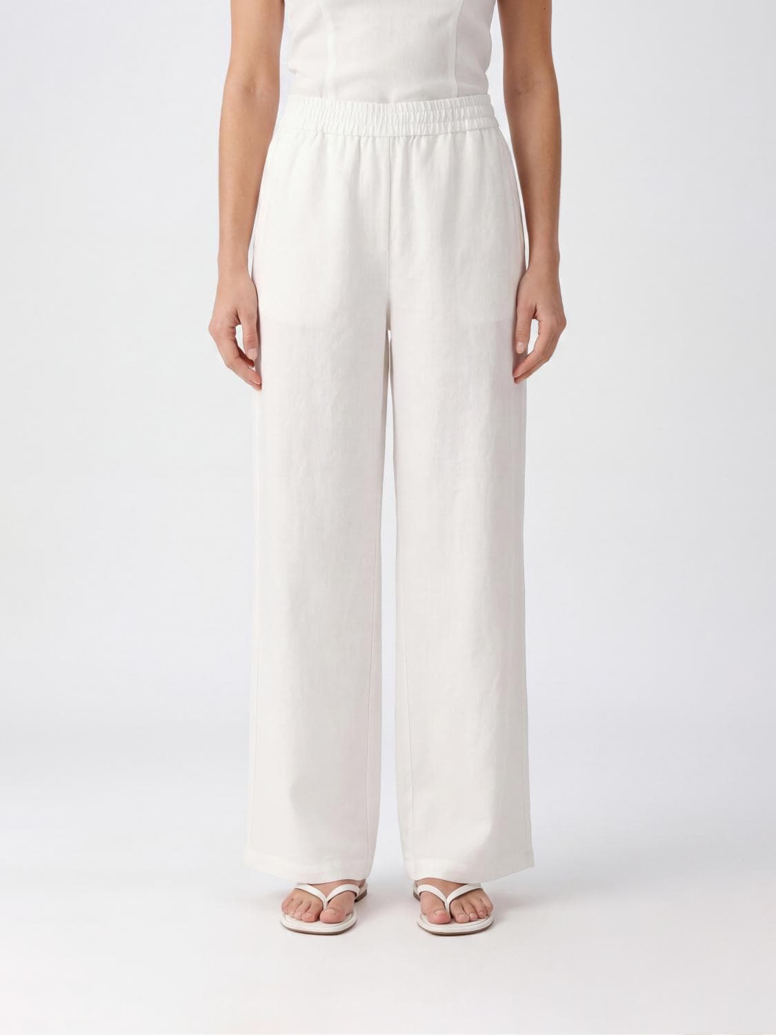 Ami Paris Linen Blend Palazzo Trousers