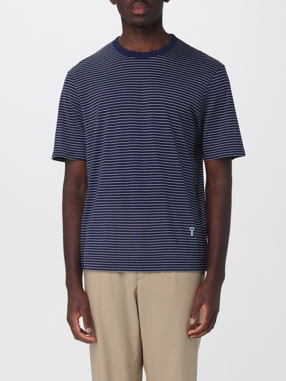 Ami Paris Striped Cotton T-shirt