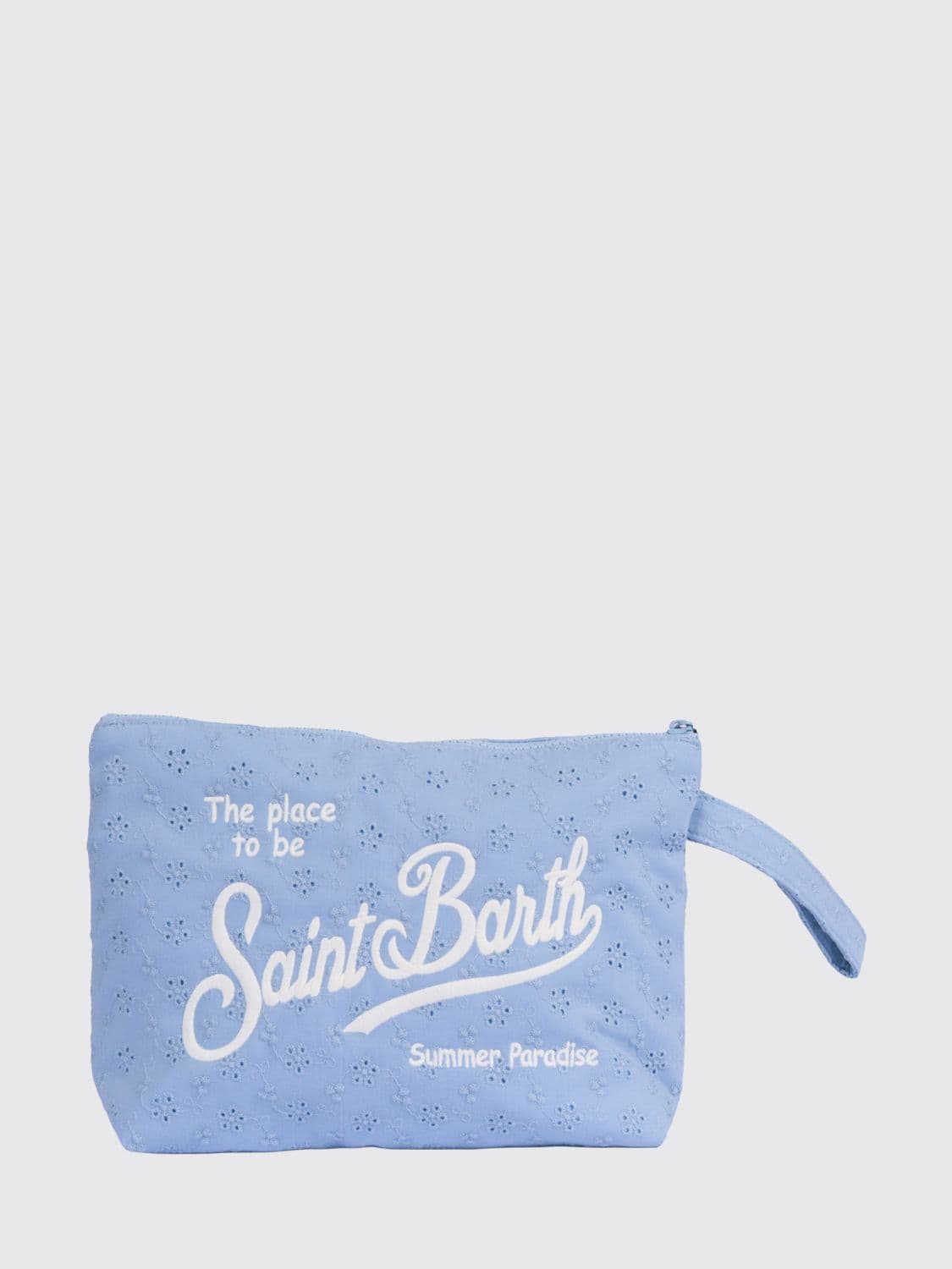 Mc2 Saint Barth Aline Cotton and Broderie Anglaise Pochette with Embroidered Logo